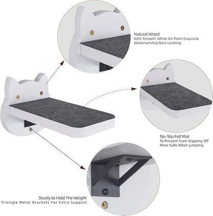 ESPETS White Painted Wooden Cat Wall Floating Steps Set of 3 - Image 2