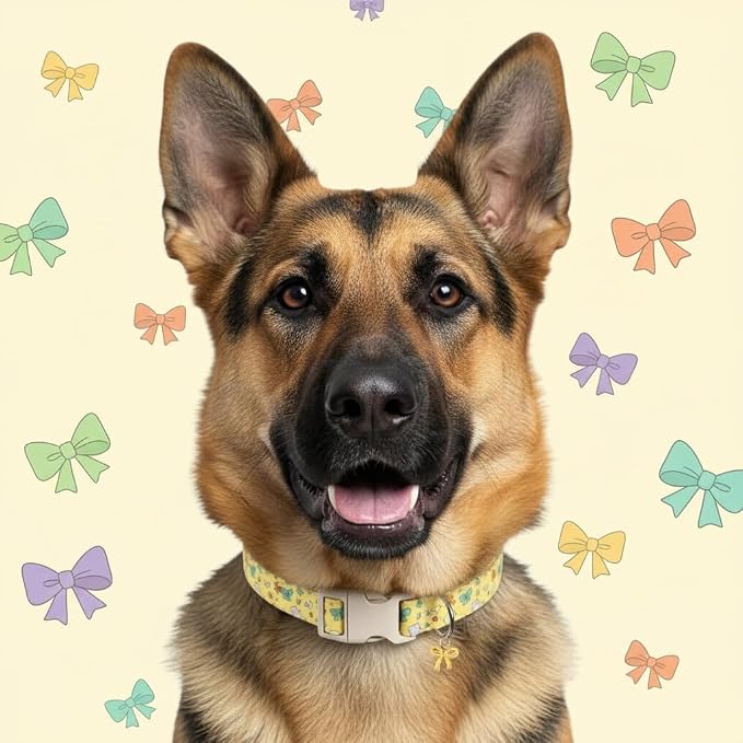 Cute Dog Collar with Yellow Bow Pattern, Girl Dog Collar - Image 8