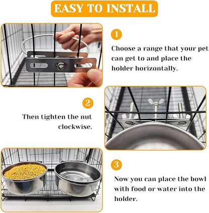 PINVNBY 2pcs Stainless Steel Bird Bowl Feeding Dish Cups - Image 5