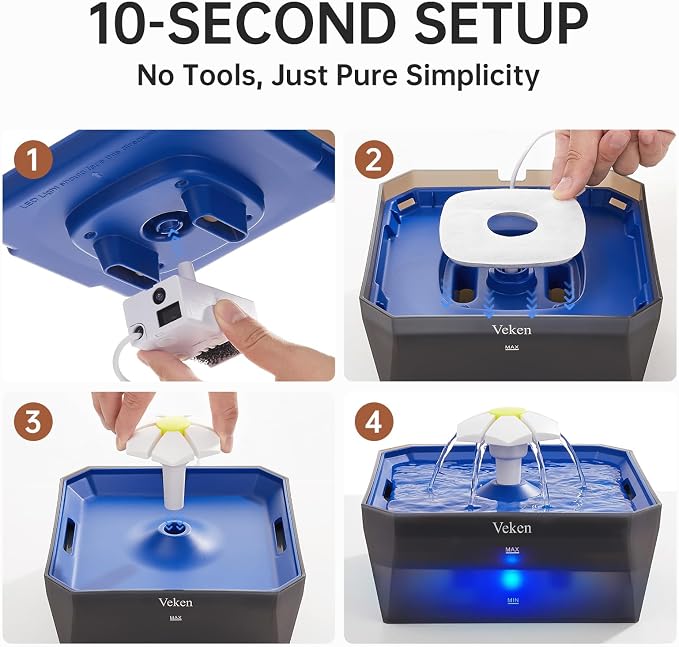 Veken Small Pet-Friendly Cat Water Fountain - Image 6