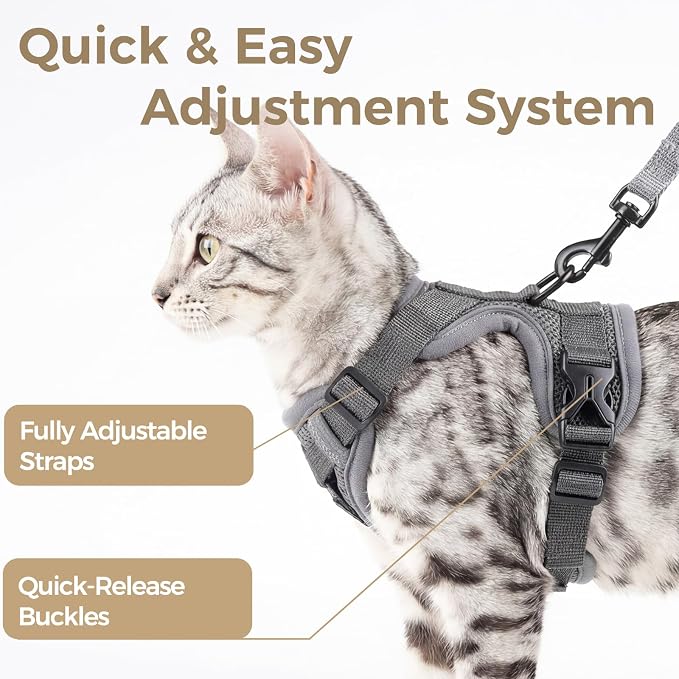 Cat Harness and Leash Set Escape Proof Tactical Small Kitten Harness Emotional - Image 4