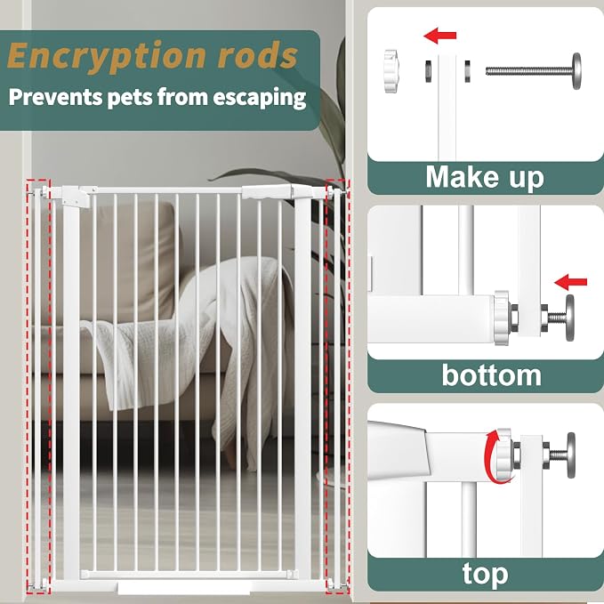 40.55" Tall, 45.86-53.74 Inch Wide, 1.37" Ultra Narrow Spacing Dog Pet Baby - Image 7