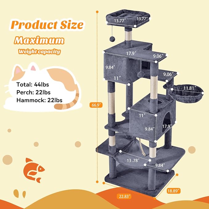 Sweetcrispy 66 Inch Cat Tree Tower, Pet Condo - Image 6