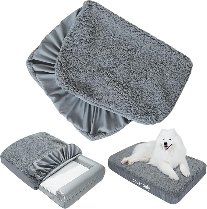 Dog Bed Covers 2 Pack Soft Plush Replacement Washable, Waterproof Pet Mattress by Moonsea