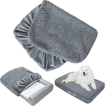 Dog Bed Covers 2 Pack Soft Plush Replacement Washable, Waterproof Pet Bed Liner by Moonsea