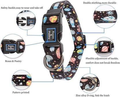 Roses&Poetry Dog Collar with Colourful Star Patterns, Adjustable Durable Puppy - Image 2