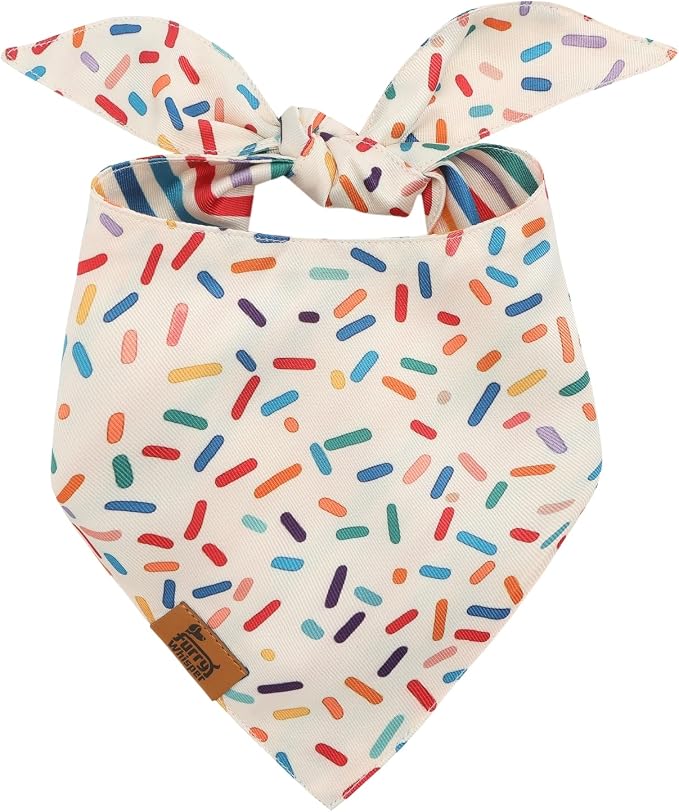 Birthday Dog Bandanas Extra Large, Reversible Colorful Confetti Sprinkles by FurryWhisper