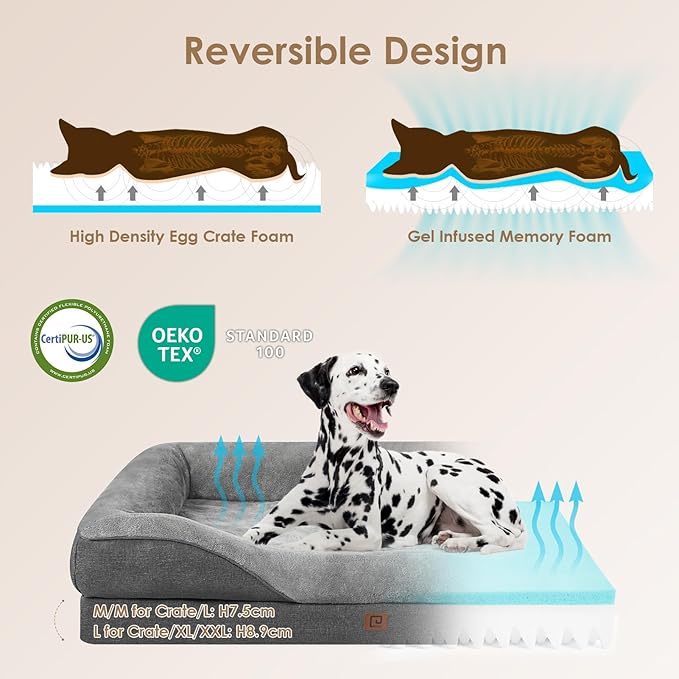 EHEYCIGA Orthopedic Dog Bed for Large Sized Dog, Waterproof Liner & Washable - Image 2