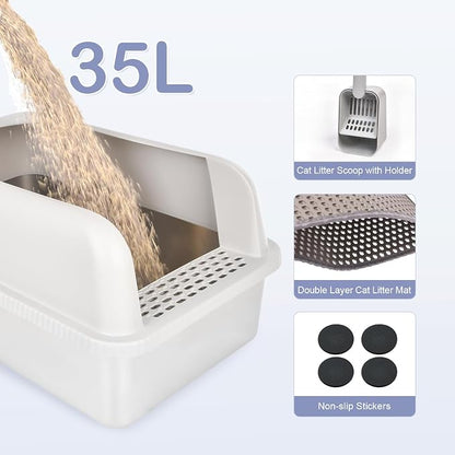 Henkelion 2 Pack Stainless Steel Cat Litter Box - Image 5