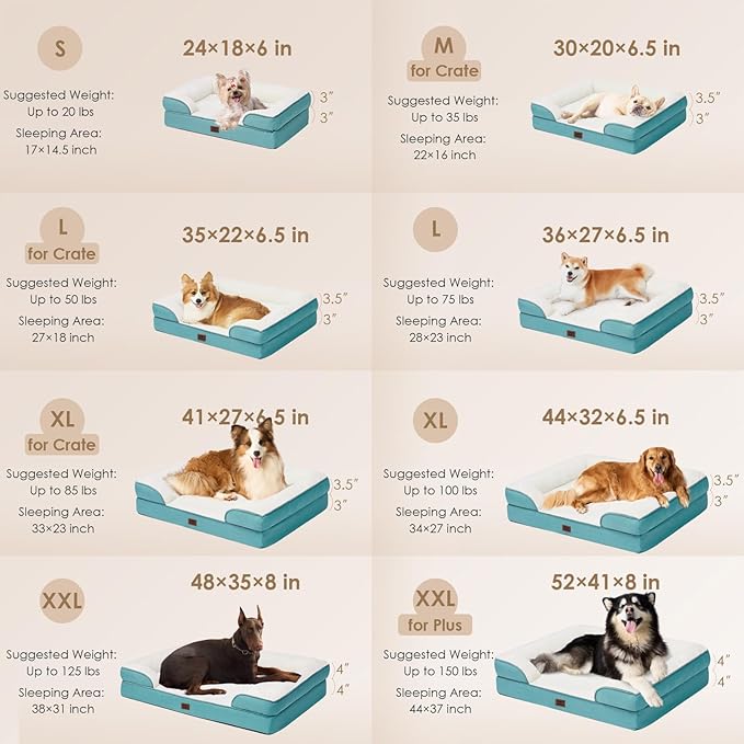 EHEYCIGA Orthopedic Dog Bed for Large Dogs, Waterproof Memory Foam, Turquoise - Image 5