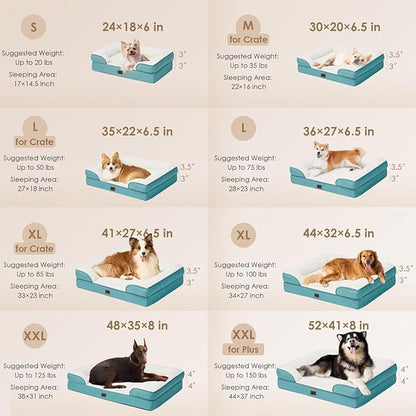 EHEYCIGA Orthopedic Dog Bed for Large Dogs, Waterproof Memory Foam, Turquoise - Image 5