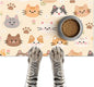 Cat Feeding Mat 24x16 inch Beige Kitten Print Pet Bowl Placemat Non Slip Floor by HOMETITUTE