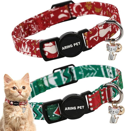 ARING PET 2 Pack Christmas Cat Collars-Cute Cat Collar Breakaway by ARINGPET