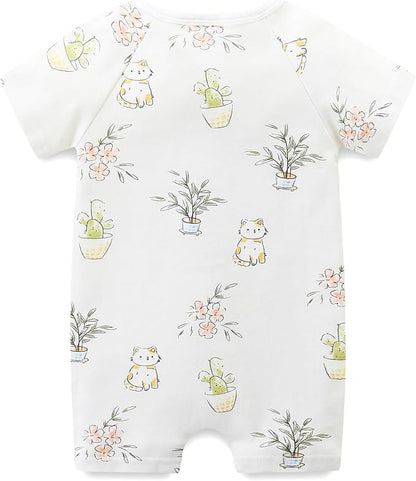 Unisex Summer Trendy 2-Pack Rompers Short Sleeve Zipped Bodysuit Infant Cotton - Image 3