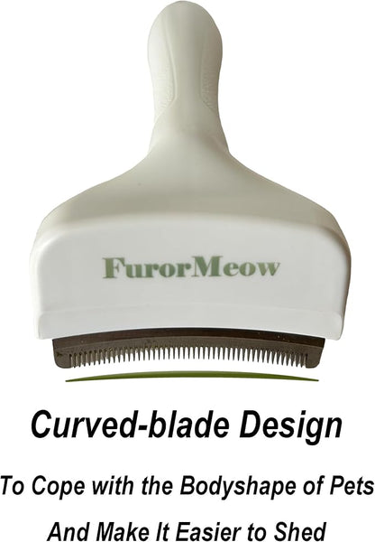 Pet Deshedding Tool with Curve Blade, Cat Grooming Brush, Tight V-shaped Teeth - Image 2