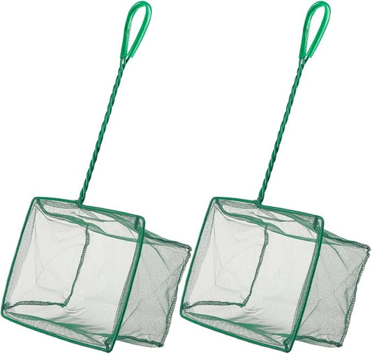 Pawfly Aquarium Fish Net with Braided Metal Handle Square Net with Soft Fine by Pawfly