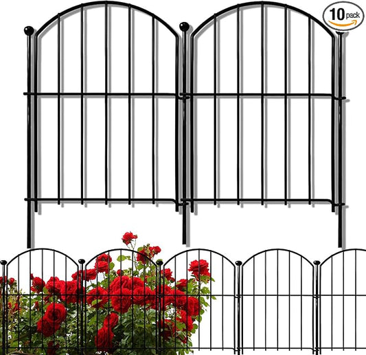 Decorative Garden Fence 17in x10ft, 10 Pack Rustproof Metal No Dig Fence Animal by Thrivinest