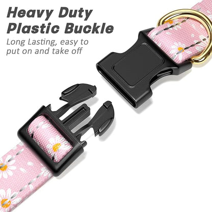 Reflective Dog Collar for Medium Dogs, Cute Daisy Theme Adjustable Heavy-Duty - Image 4