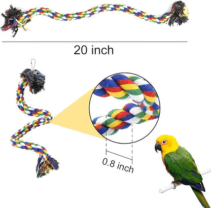 WishLotus Bird Perches, Parrot Colorful Climbing Rope Swing Toys Parrot Stand - Image 3