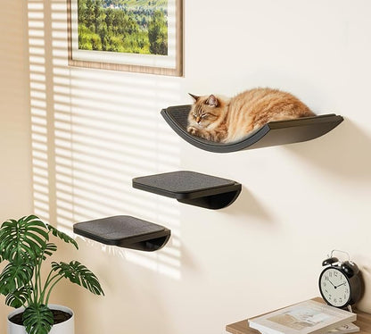 Grey Sisal-Padded Cat Wall Steps, Floating Wooden Cat Perch and Climbing Step - Image 6