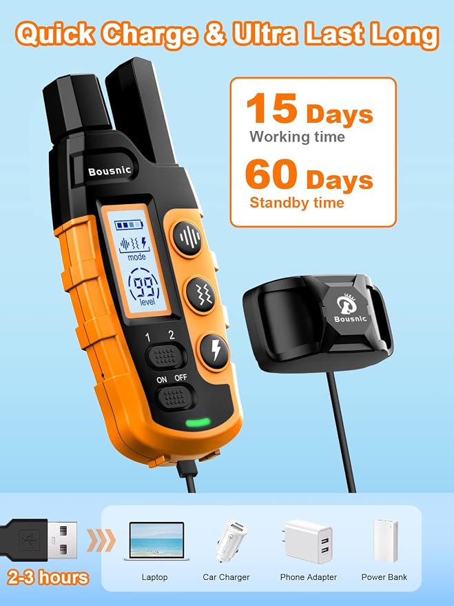 Bousnic Dog Shock Collar 2 Dogs - 3300 ft Waterproof Training Collar - Image 9