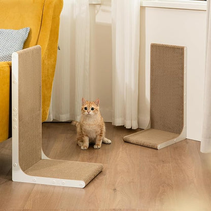 Cardboard Cat Scratcher, 26 Inch L Shape Scratch Pad Wall Mounted, Vertical - Image 7