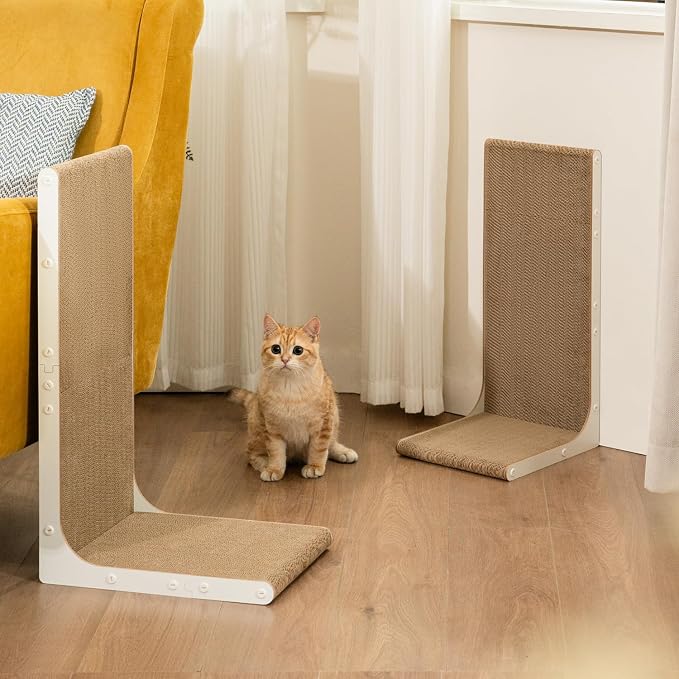 Cardboard Cat Scratcher, 23 Inch L Shape Scratch Pad Wall Mounted, Vertical - Image 7