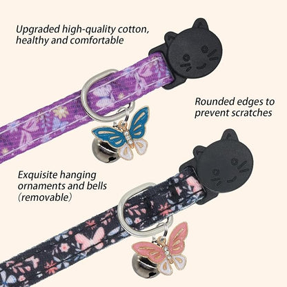 Cat Collar Breakaway, 2 Pack Cotton Cats Collars - Image 5