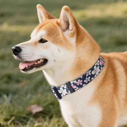 QQPETS Adjustable Soft Dog Collar: Print Flower Pink Multicolor Cute Patterns - Image 7