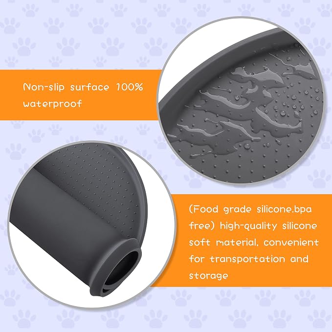 100% Waterproof 0.5" Raised Edge BPA Free Silicone Dog Food Mat, Pet Cat - Image 3
