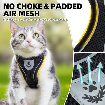 PUPTECK Cat Harness and Leash Set Escape Proof Reflective Cat Walking Harness - Image 2