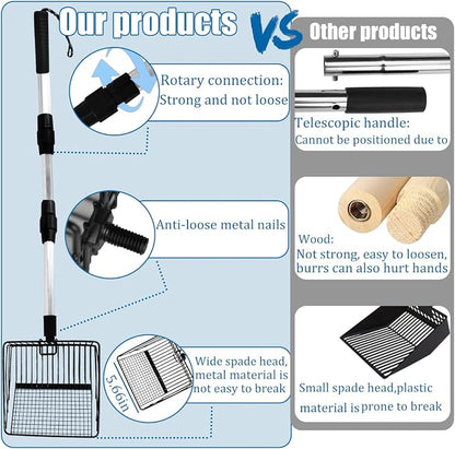 Large Chicken Poop Scooper, 3 in 1 Adjustable Long Handle Chicken Scooper - Image 3