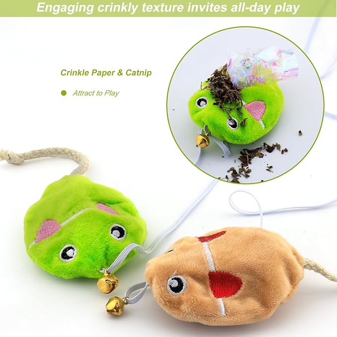 Interactive Cat Toy Wand with Catnip Mouse, Cat Teaser Wand Rainbow String - Image 6