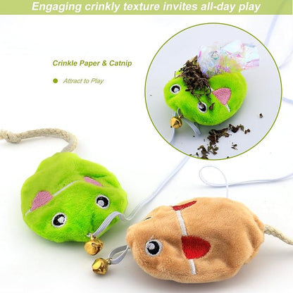 Interactive Cat Toy Wand with Catnip Mouse, Cat Teaser Wand Rainbow String - Image 7
