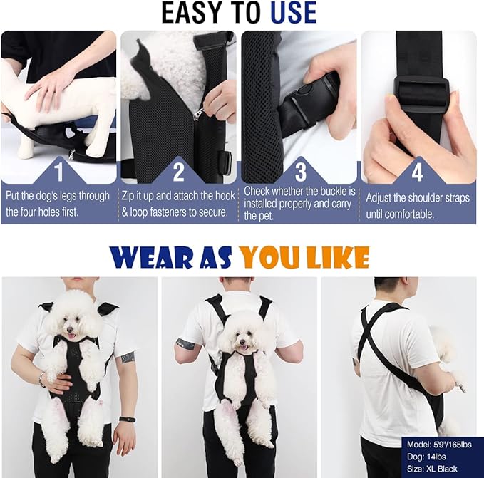 Pawaboo Adjustable Dog Carrier Backpack, Pet Front Cat Carrier Bag - Image 2