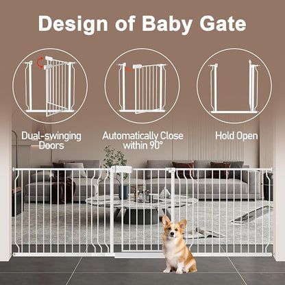 WAOWAO Baby Gate 29.13-43.3" Extra Wide Pressure Mounted Walk Through Swing - Image 5