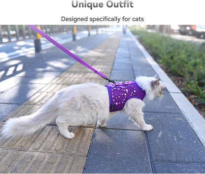 Cat Harness and Leash for Walking Escape Proof Breathable Mesh Fabric, Extra - Image 7