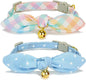 Bowtie Cat Collar with Bell, 2 Pack Cotton Breakaway Kitten Collars with by YUDOTE