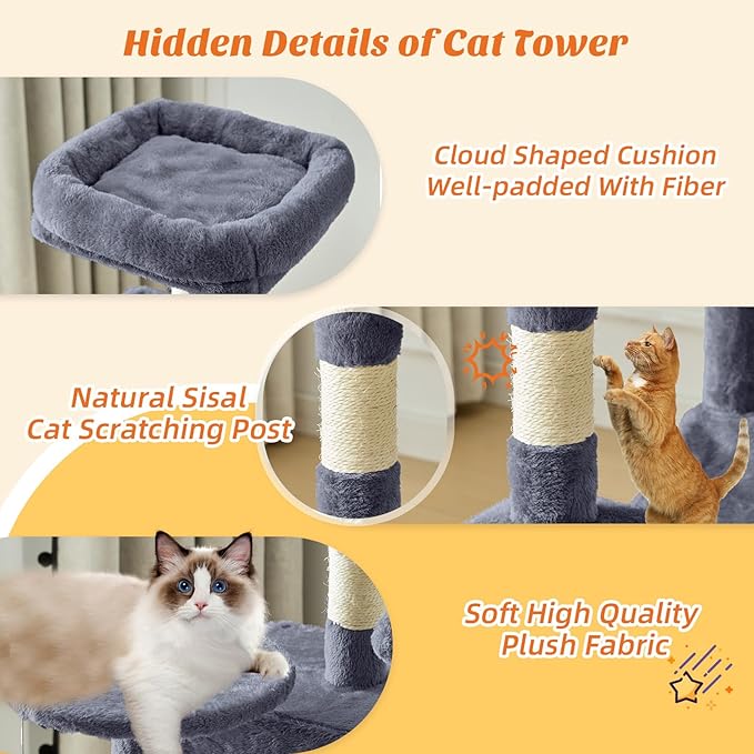 Cat Tree Tower 44 Inch, Small Cat Tower - Image 3