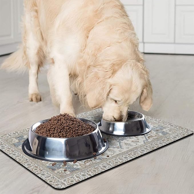 Dog Food Mats for Floors, Absorbent and Quick-Drying Pet Cat Food Mat, - Image 2
