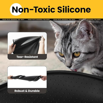 Dog Food Mat, 1/2 Inch Raised Edges Cat Feeding Mat - Image 3