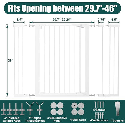 keny 36" Extra Tall Baby Gate for Doorways, Fits Openings 29.7" to 46" Wide - Image 6