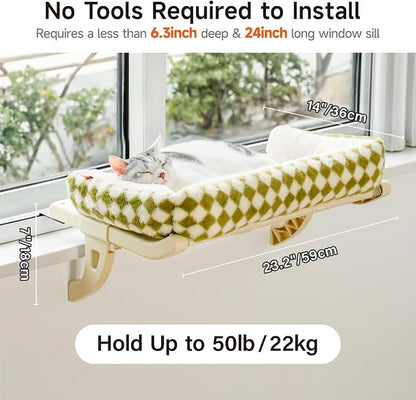 MEWOOFUN Cat Window Sill Perch for Indoor Cats, One-Step Sliding Clamping Slot - Image 3