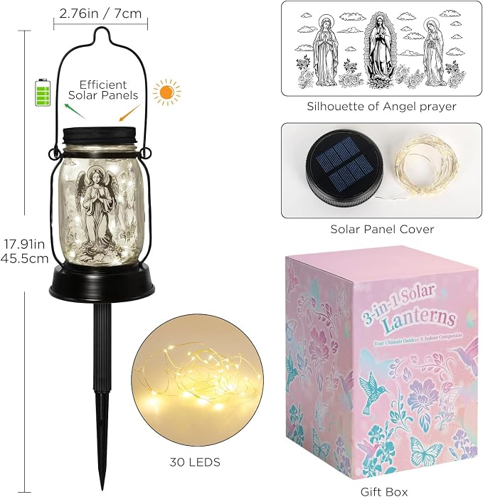 kyoryuger Guardian Angel Gifts for Women/Men Angel Praying Solar Lantern Mom - Image 7