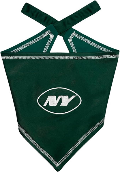 Pets First NFL New York Jets TIE Bandana, Size Large/X-Large. Dog Bandana Scarf by PETSFIRST