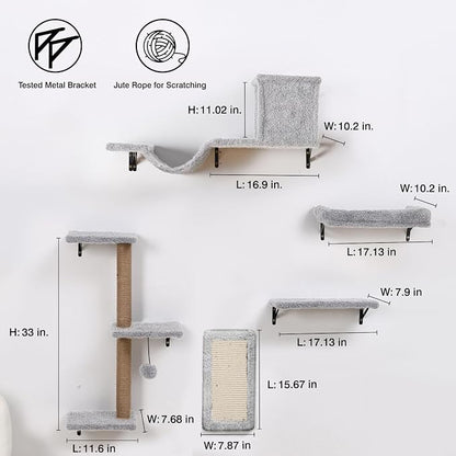 5-in-1 Cat Wall Shelves, Perch & Lounge - Image 5