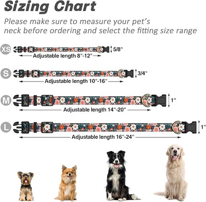 Reflective Dog Collar for Medium Dogs, Cute Flower Theme Adjustable Heavy-Duty - Image 7