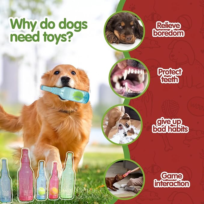 Cute Tough Dog Toy Rubber Bottle Squeaky Dogs Chew Toy Long Lasting Interactive - Image 4