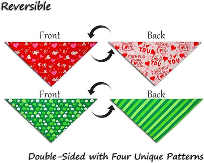 Valentine's & St. Patrick's Day Dog Bandana Set 2PCS-Small, Holiday Party - Image 3