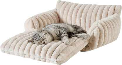 Hollypet Cat Bed Fluffy Plush Mutifuctional Double-Layer Soft Pet Couch - Image 2